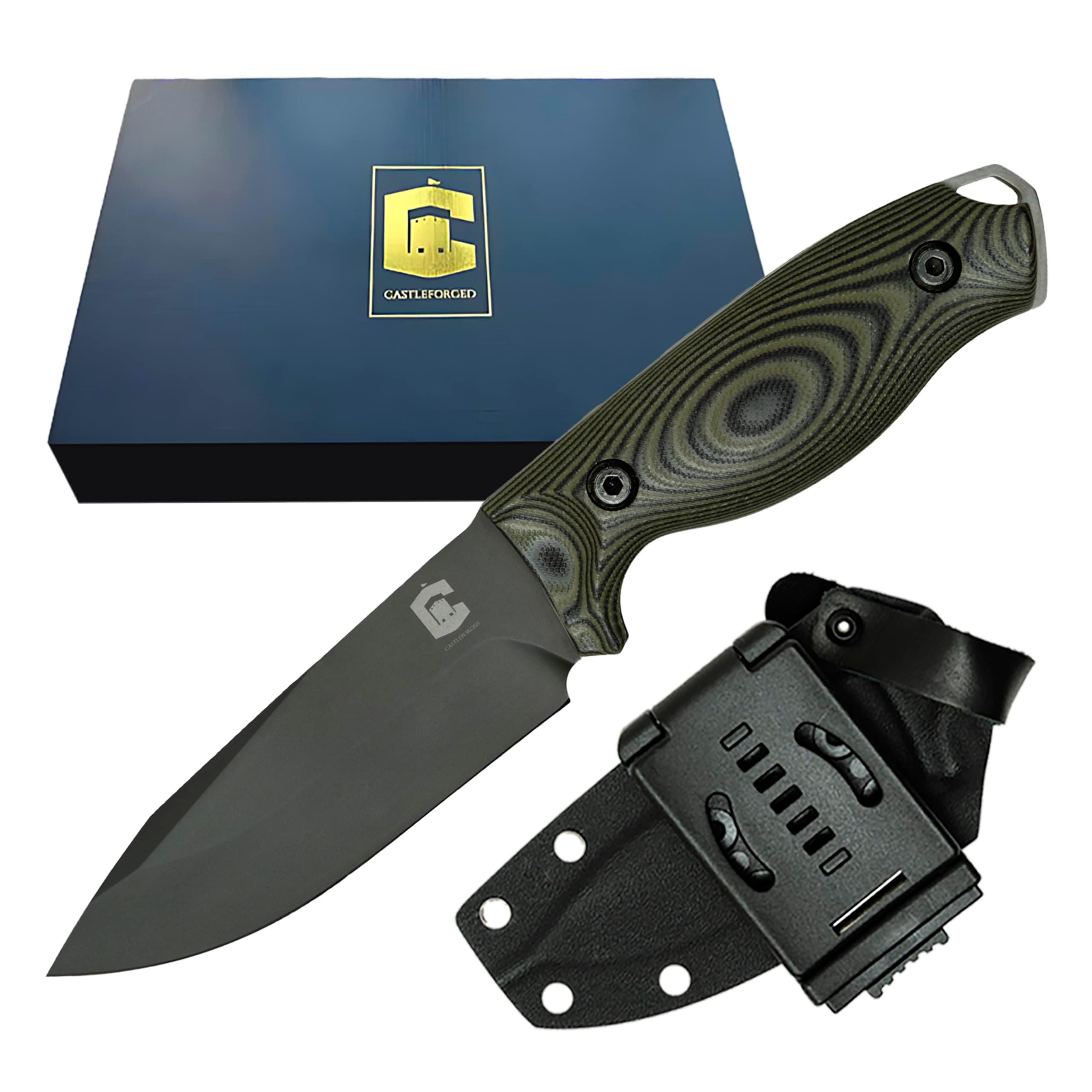 Kydex Sheathed 4" 1095 High Carbon Steel Fixed Blade Knife for Bushcraft & Camping