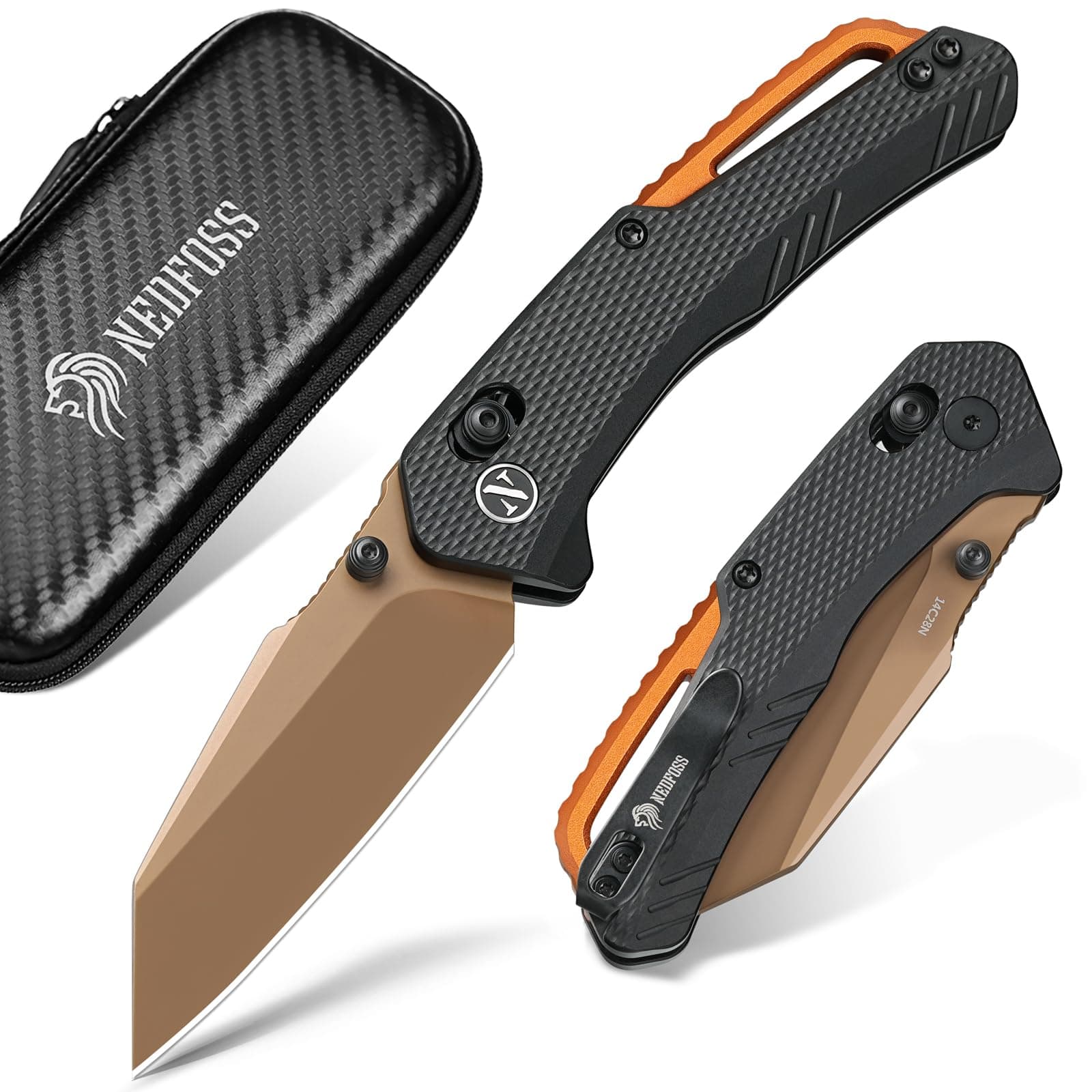 NedFoss Nile CrocodilePocket Knife, 2.95" 14C28N Steel Blade, Axis Lock, EDC Knife