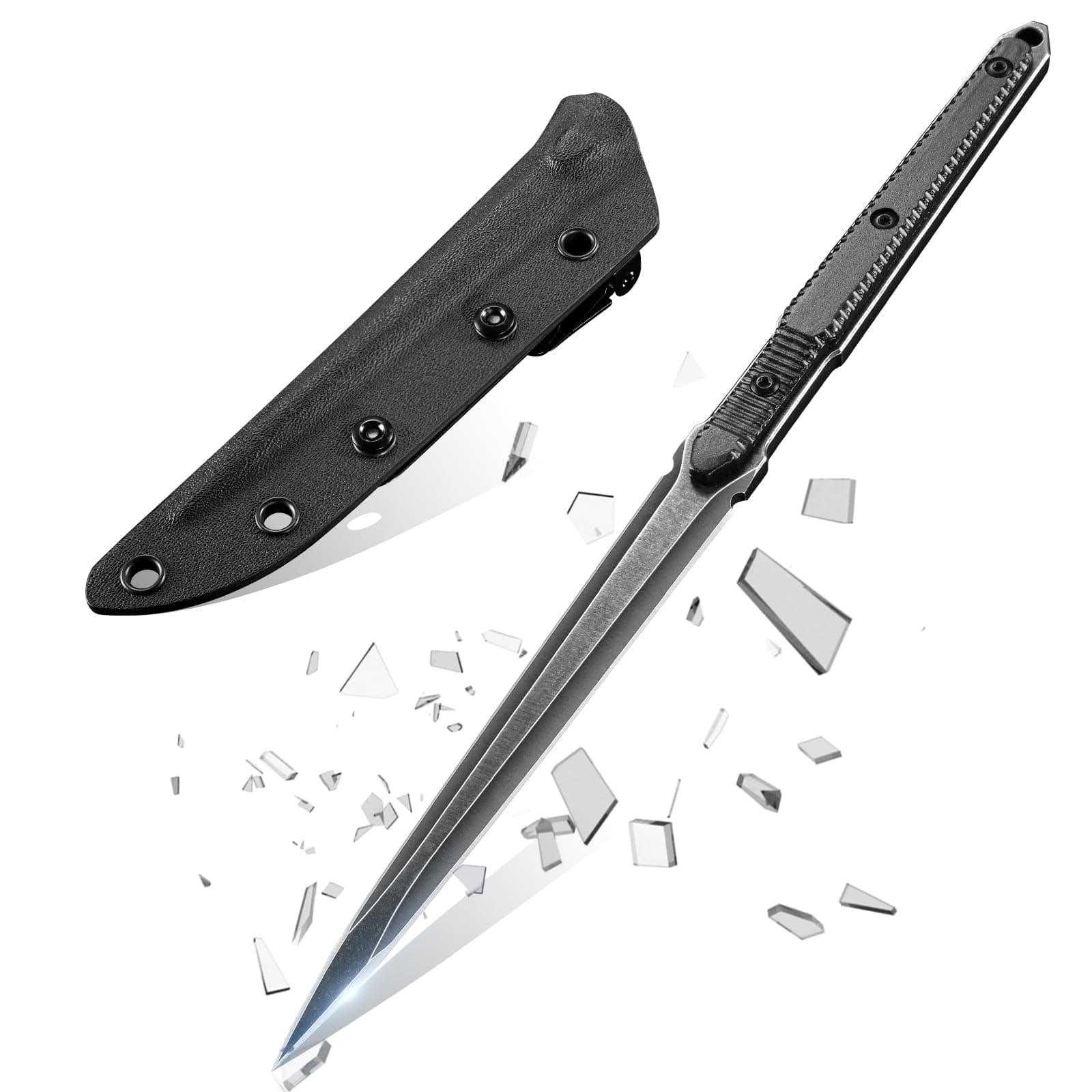 Purplebird Fixed Blade Knife with Kydex Sheath, 440C Stainless Steel Outdoor Knife for Men Camp Hunting