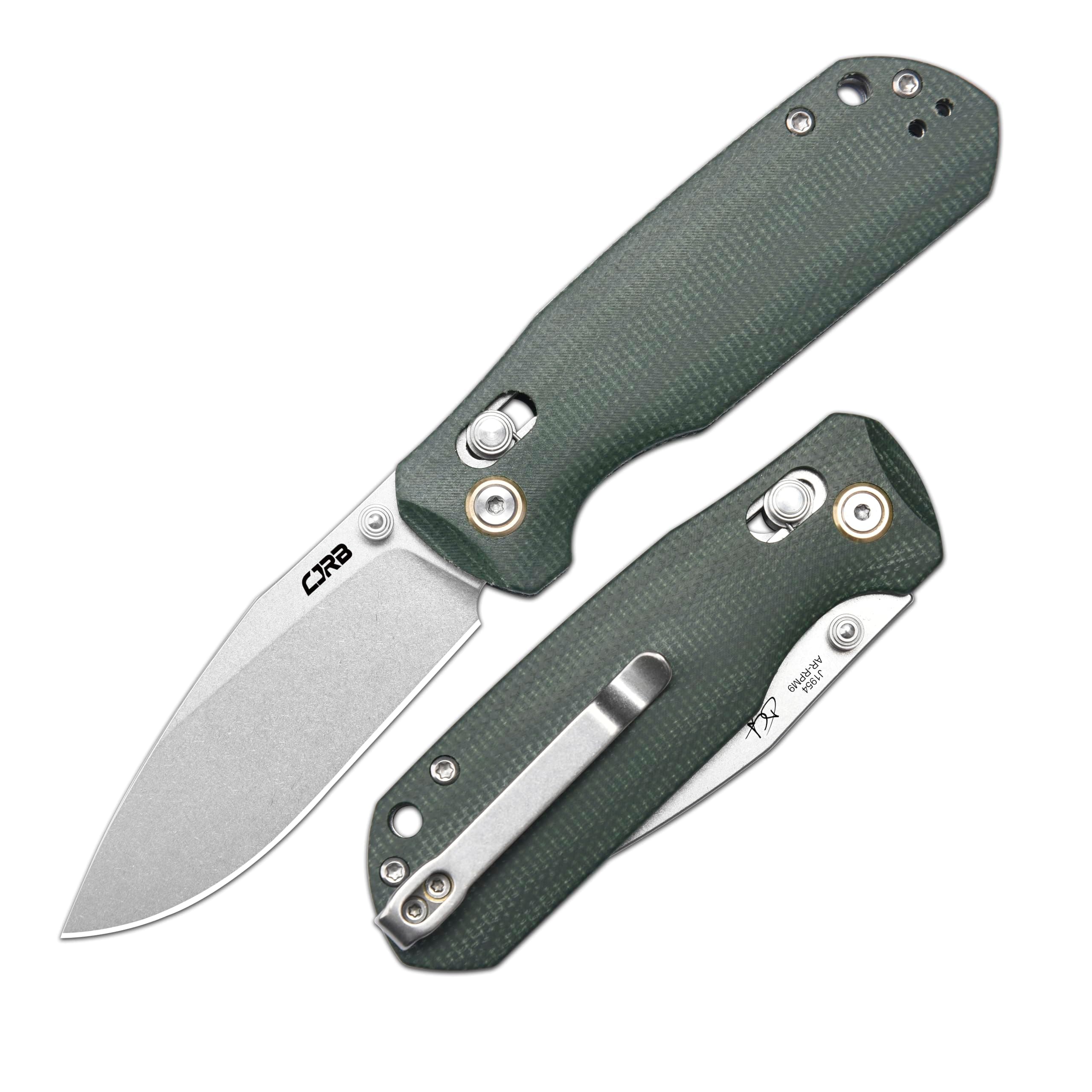 CJRB Maximal Folding Knife, Green Micarta Handle, Crossbar Lock, J1954 Green